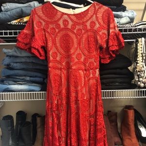 Joyfolie Emily Red Lace Dress
